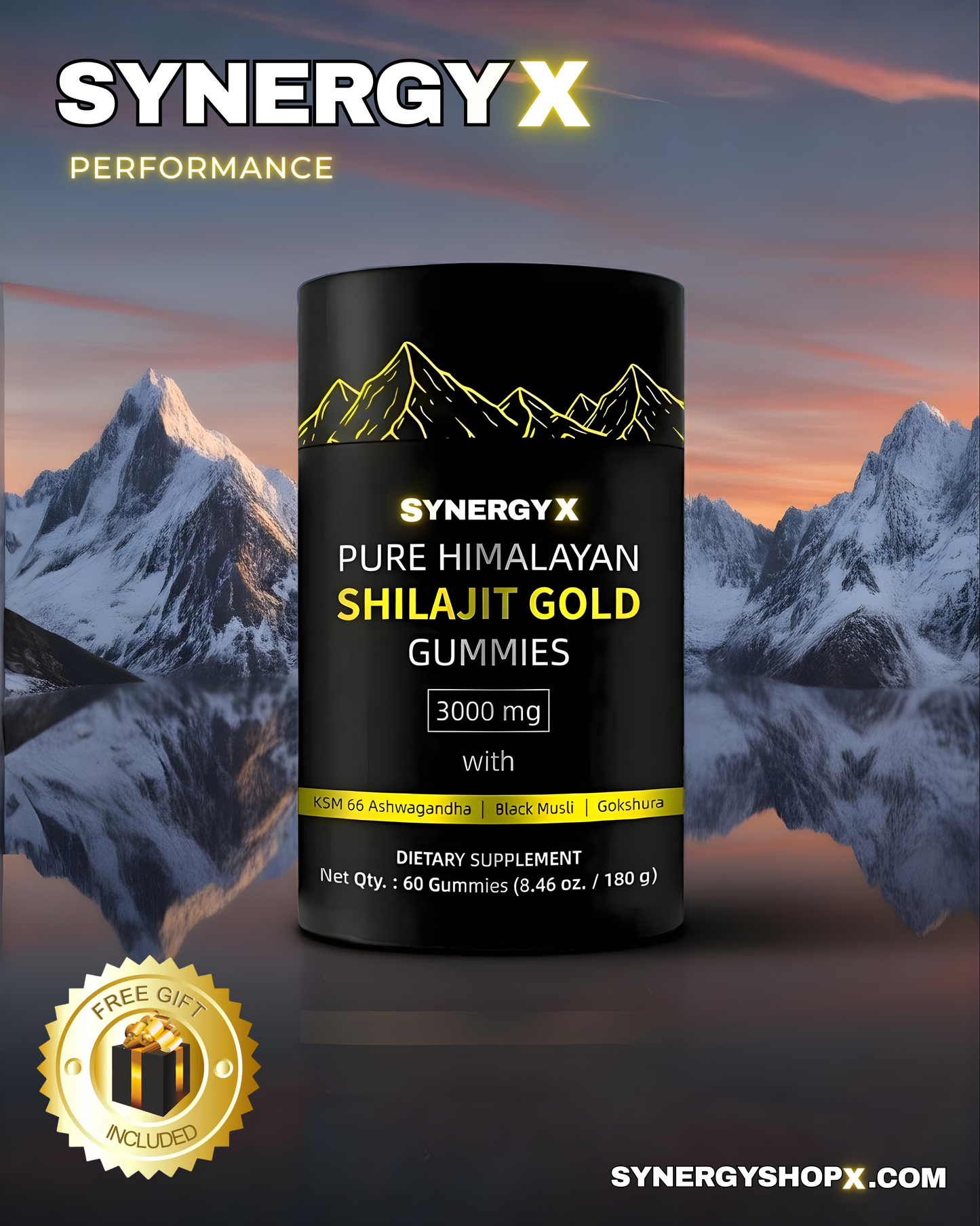 SYNERGY X PURE HIMALAYAN SHILAJIT GOLD GUMMIES 6-12 PACK
