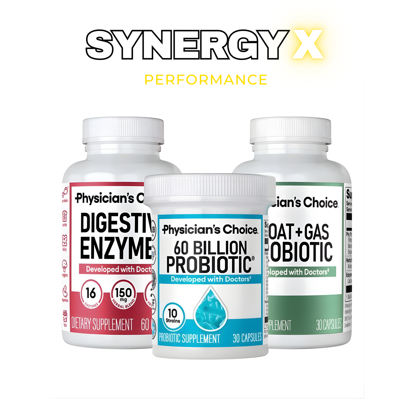 ADVANCED GUT HEALTH SUPPORT WITH 60 BILLION PROBIOTIC + DIGESTIVE ENZYMES + BLOAT & GAS PROBIOTIC
