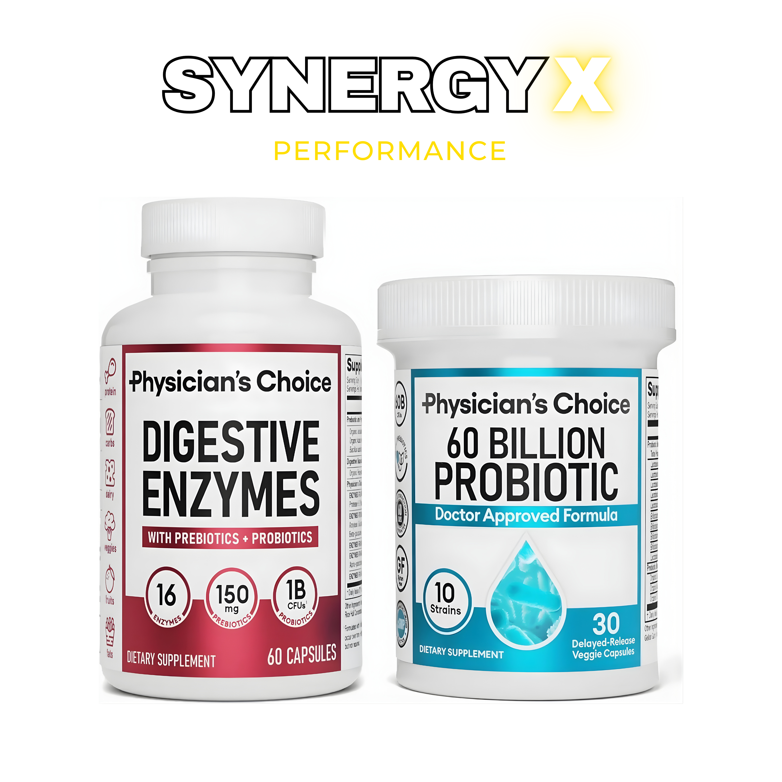 SYNERGY+ DIGESTIVE ENZYMES 60CT + 60B PROBIOTIC 30CT