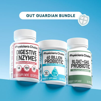 ADVANCED GUT HEALTH SUPPORT WITH 60 BILLION PROBIOTIC + DIGESTIVE ENZYMES + BLOAT & GAS PROBIOTIC