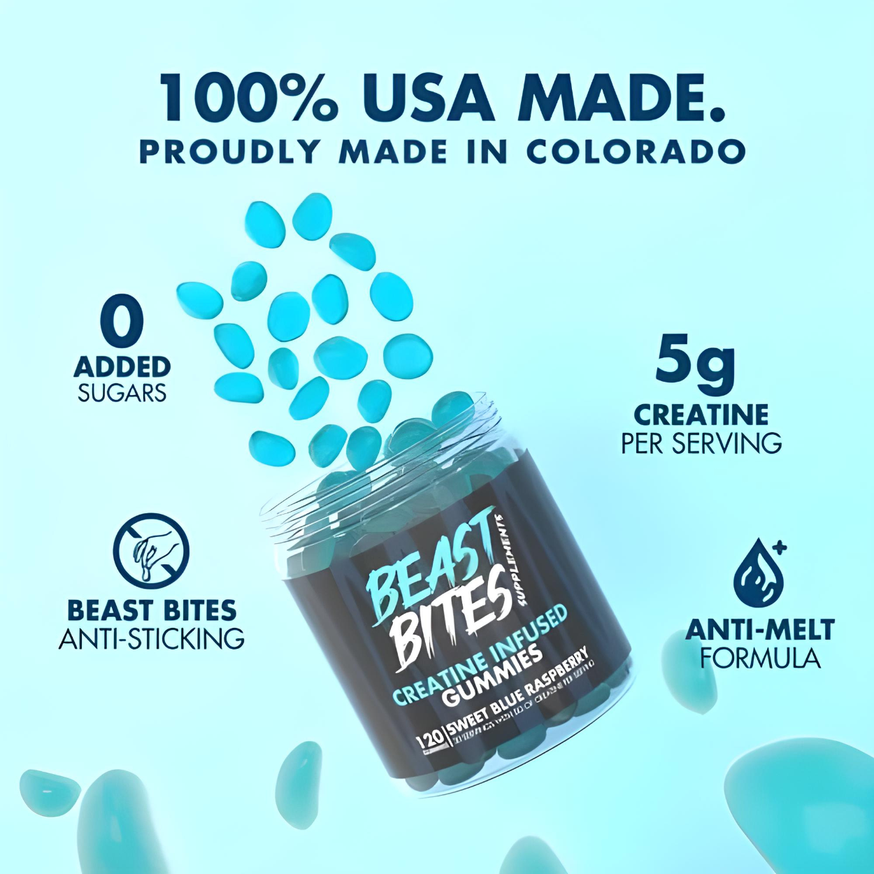 BEAST BITES CREATINE MONOHYDRATE BLUE RASPBERRY
