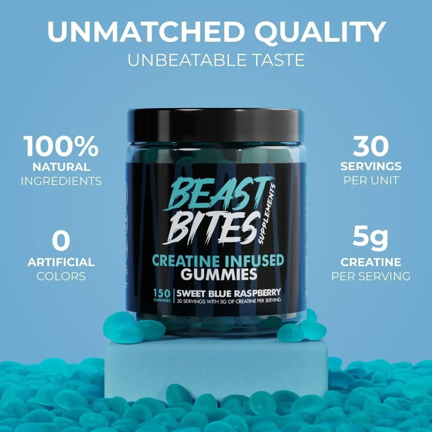 BEAST BITES CREATINE MONOHYDRATE BLUE RASPBERRY