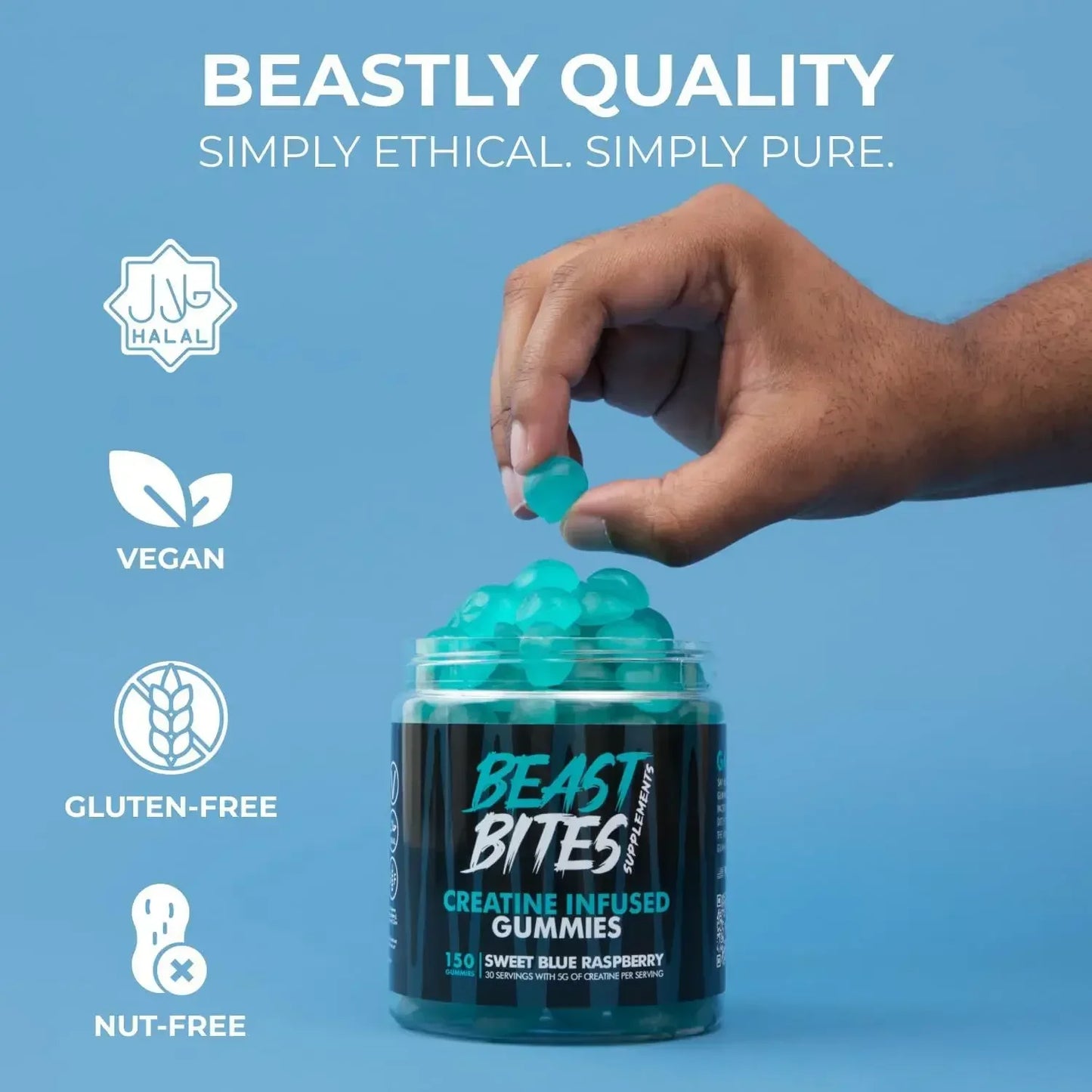 BEAST BITES CREATINE MONOHYDRATE BLUE RASPBERRY
