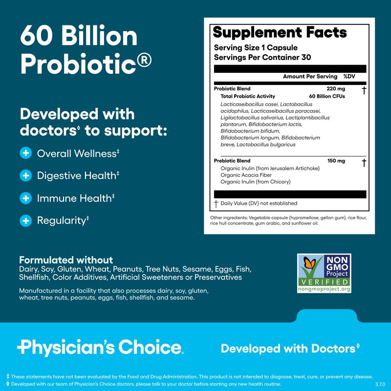 ADVANCED GUT HEALTH SUPPORT WITH 60 BILLION PROBIOTIC + DIGESTIVE ENZYMES + BLOAT & GAS PROBIOTIC