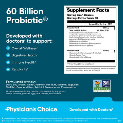 ADVANCED GUT HEALTH SUPPORT WITH 60 BILLION PROBIOTIC + DIGESTIVE ENZYMES + BLOAT & GAS PROBIOTIC
