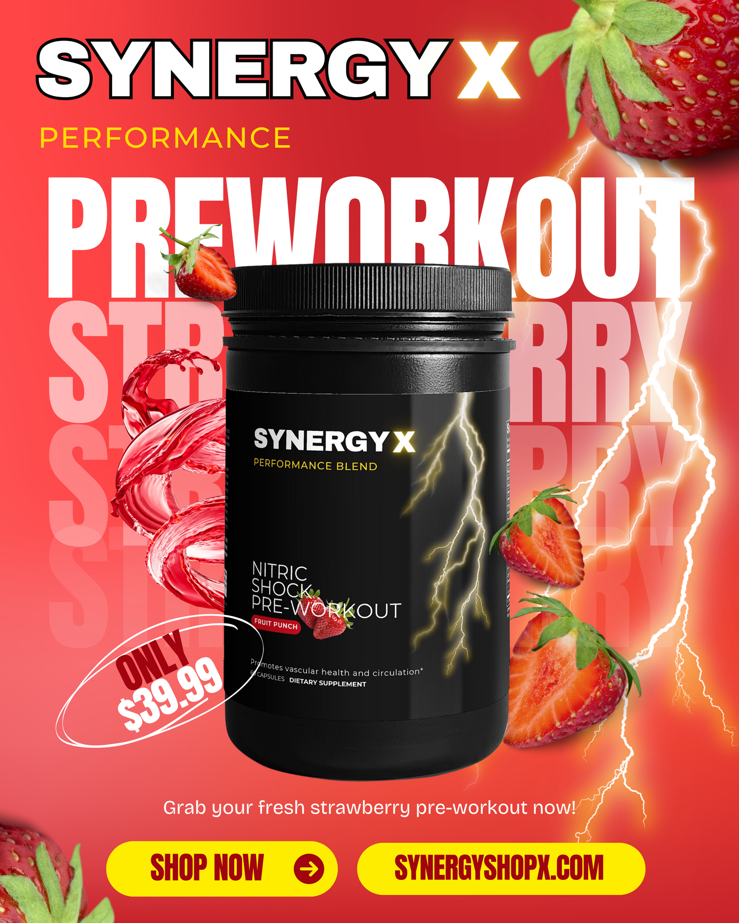 NITRIC SHOCK PRE-WORKOUT POWDER (Fruit Punch)