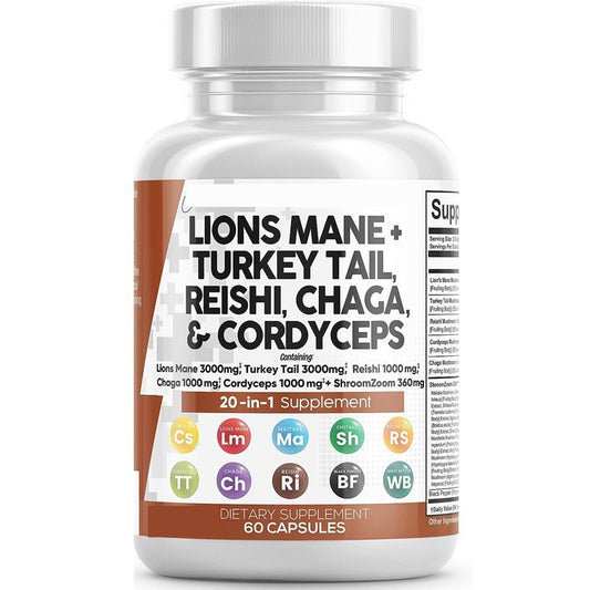 Synergy™ Lions Mane + Turkey Tail, Reishi, Chaga & Cordyceps